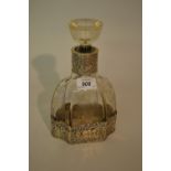19th Century Dutch etched glass decanter with 800 silver mark