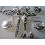 Small quantity of various silver jewellery including bangle, ring, pendants, ear studs etc.