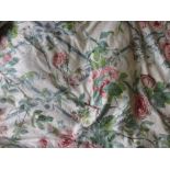 Pair of long floral chintz pattern curtains