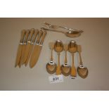 Set of six silver handled fruit knives by John Round, dated 1921,