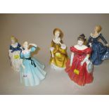 Group of five Royal Doulton figures, ' Fragrance ', ' Celeste ', ' Winsome ',