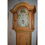 19th Century stripped pine longcase clock,