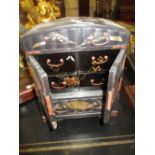 Japanese lacquer miniature table cabinet decorated with fans