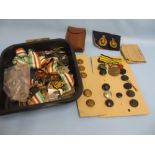 Quantity of mixed military badges and buttons and other related items