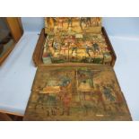 Victorian wooden block puzzle in original box (a/f)