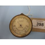 19th Century gilt brass pocket barometer inscribed Aronsberg, Liverpool,