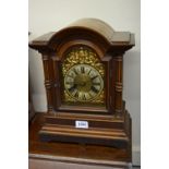 19th Century Continental walnut bracket clock, the gilded and silvered dial with Roman numerals,
