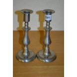 Pair of modern Birmingham pewter baluster form candlesticks