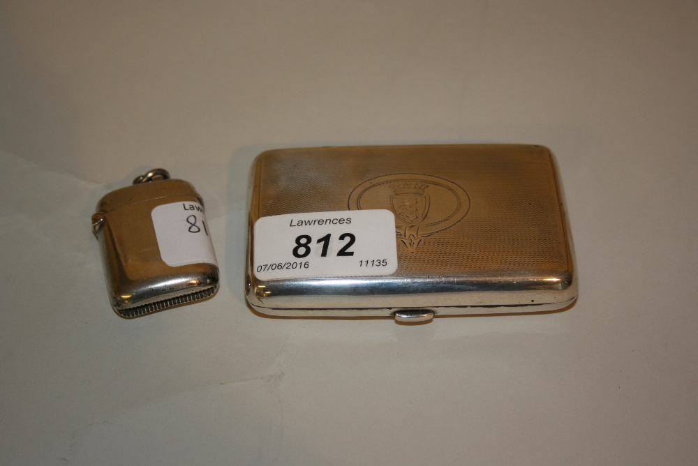 Birmingham silver vesta case together with a rectangular white metal cigarette case