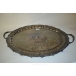 Large 19th Century silver plated oval two handled tray