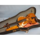 Sarasate violin with a 14in two piece back signed with label to the interior and stamped to the