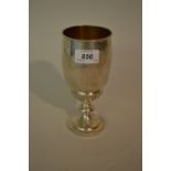 Chinese silver circular pedestal goblet with gilt interior