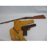 Children's Diana air rifle together with a Milbro repeater pellet gun with canvas holster