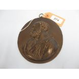 19th Century oval bronze plaque inscribed ' Petrus ', 5.