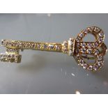 18ct Yellow gold diamond set pendant / brooch in the form of a key