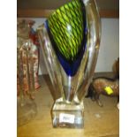 Mid to late 20th Century Murano Art glass vase of irregular curvilinear form on a plinth base,