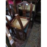 Pair of reproduction mahogany pierced splat back chairs together with a reproduction mahogany oval