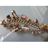 9ct Yellow gold charm bracelet with a quantity of various 9ct gold charms