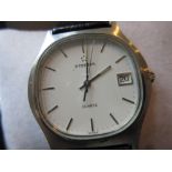 Gentleman's Eterna ultra slim stainless steel wristwatch with calendar and sweep second hand