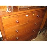 Victorian mahogany straight front chest of two short and three long drawers with knob handles on a