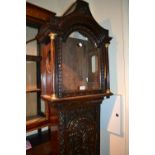 Antique oak longcase clock case with later carved decoration