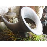 Bronzed resin cornucopia form garden planter