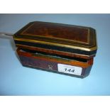 19th Century French birds eye maple and brass inlaid box with silk lined interior,