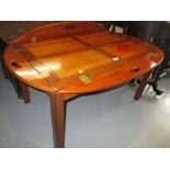 Reproduction mahogany and brass coffee table in the form of a butlers tray