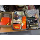 Collection of 00 gauge model railway items in three boxes