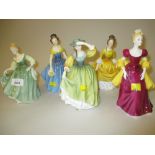 Group of five Royal Doulton figures, ' Melanie ', ' Fair Lady ', ' Buttercup ',