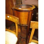 Edwardian mahogany and line inlaid jardiniere stand,