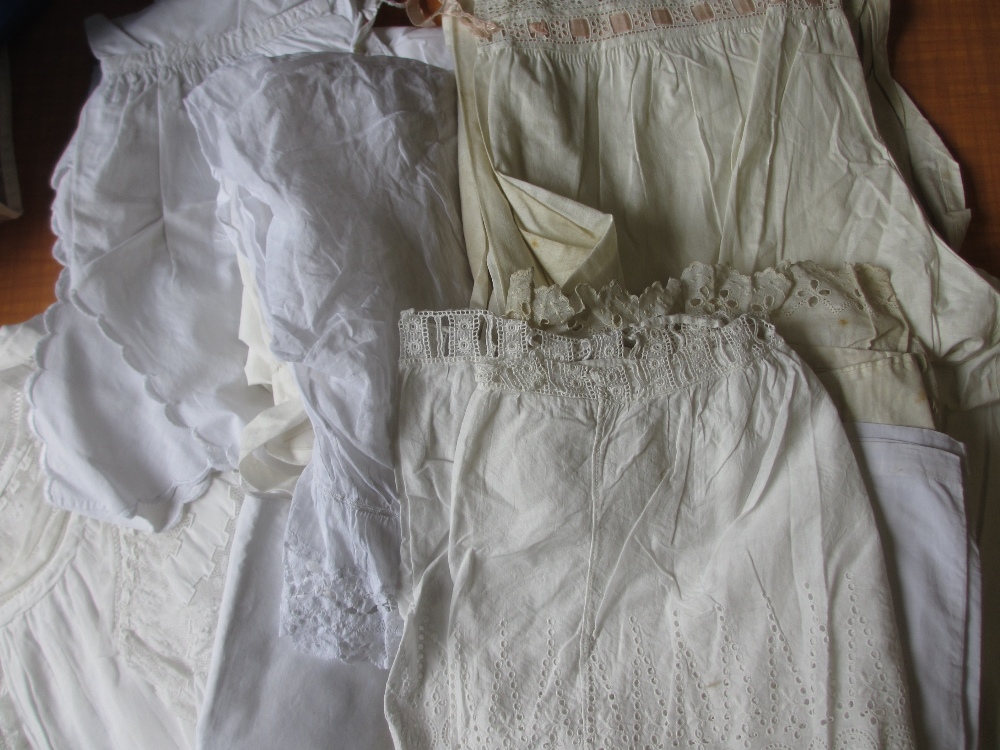 Collection of Victorian pantaloons and night gowns etc
