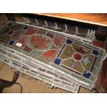 Five various 19th Century leaded glass panels (a/f)