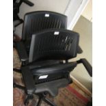 Similar pair of Saab modern black leather upholstered adjustable office chairs