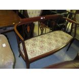 Edwardian mahogany and inlaid three piece drawing room suite comprising: sofa and pair of tub