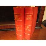 Two part red Morocco bound books, ' Principles of Political Economy ' by John Stewart Mill,