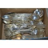 20th Century London silver eight place setting Kings pattern canteen of cutlery including six