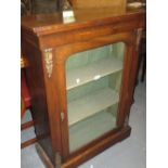 Victorian walnut and marquetry inlaid pier cabinet with a single glazed door