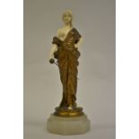 Dominique Alonzo, gold patinated bronze and carved ivory figure of a girl holding an epee,