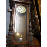 19th Century walnut cased Vienna style wall clock with enamel dial,