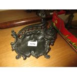 Dark patinated spelter inkstand of rococo design,