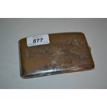 Japanese rectangular silver cigarette case,