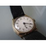 Gentlemen's 9ct gold Tank cased wristwatch circa 1930