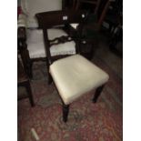 19th Century mahogany rail back dining chair raised on turned reeded tapering front supports (a/f),