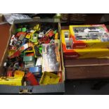 Collection of various die-cast model vehicles including Dinky and two boxed sets