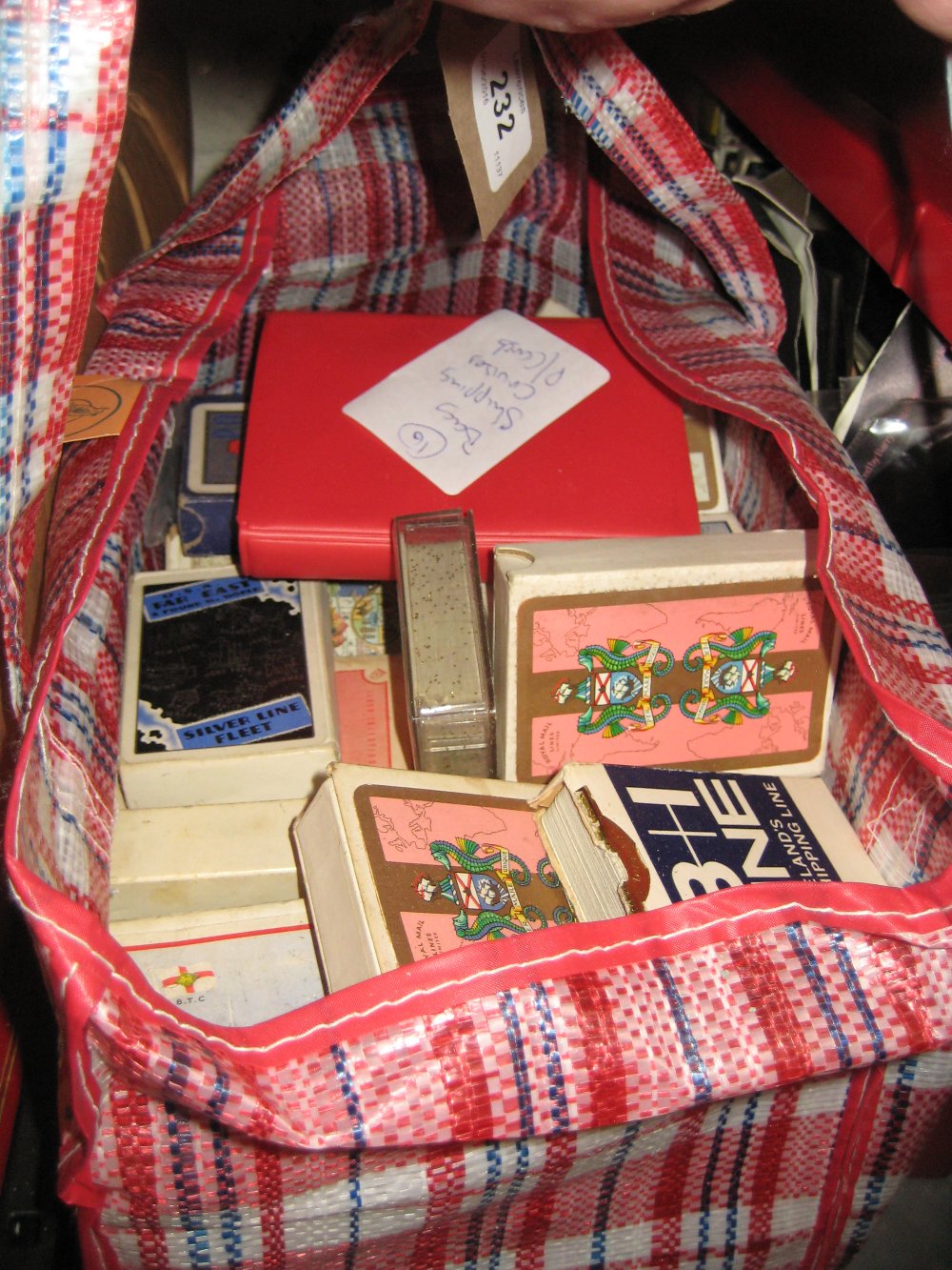 Bag containing a quantity of various shipping related playing cards