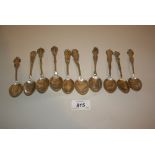 Collection of ten American sterling silver commemorative spoons including: New York, Hudson River,