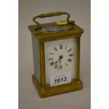 20th Century gilt brass carriage clock,