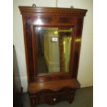 19th Century mahogany and inlaid hanging wall mirror with shelf