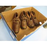 Two pairs of Victorian child's wooden clogs